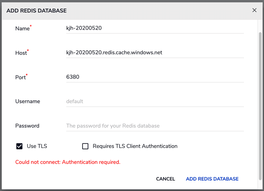 Connecting to Azure Cache for Redis from RedisInsight | kevinhakanson.com