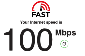 Your internet speed is 100 Mbps