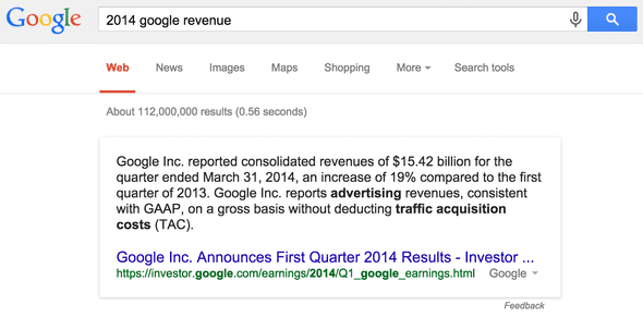 Google "2014 google revenue"