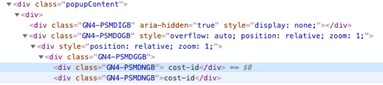 Inspect HTML view of tags