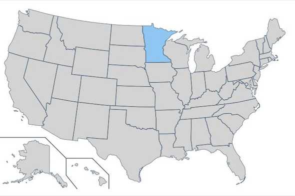 United States map with Minnesota highlighted